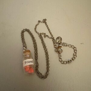 Silver Chain Necklace with Friend Charm